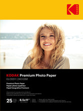 Load image into Gallery viewer, KODAK Premium Photo Paper Gloss - 8.5 x 11 inches - 25 Sheets - diyphotopaper