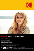 Load image into Gallery viewer, KODAK Premium Photo Paper - 4x6 inches - 100 Photo Sheets - diyphotopaper
