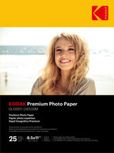 Load image into Gallery viewer, KODAK Premium Photo Paper Gloss - 8.5 x 11 inches - 25 Sheets - diyphotopaper
