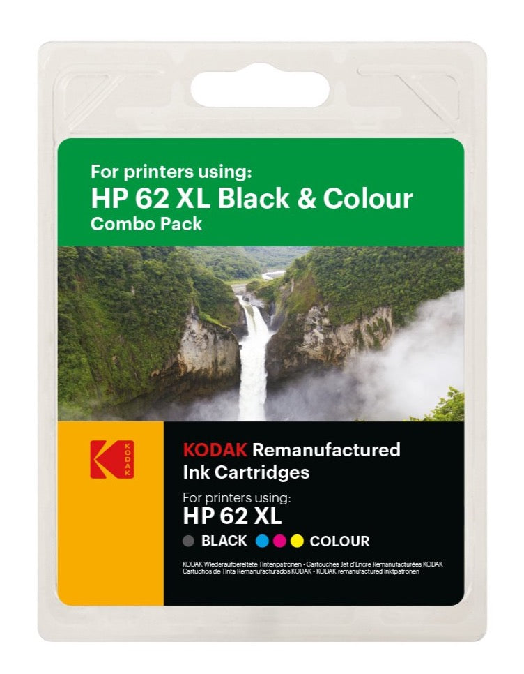 KODAK Replacement for HP - Ink Cartridges - HP62XL Black & Color HP62 Color - Combo Pack - diyphotopaper