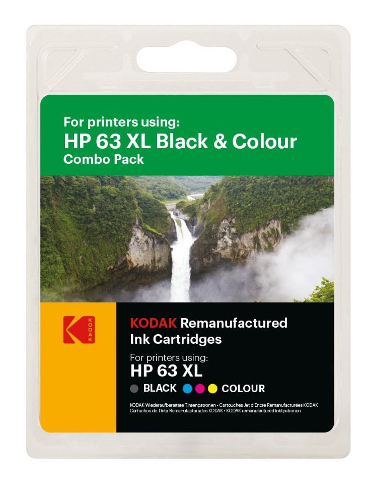 KODAK Replacement for HP - Combo Pack - HP 63XL Black and Color Ink Cartridge - diyphotopaper